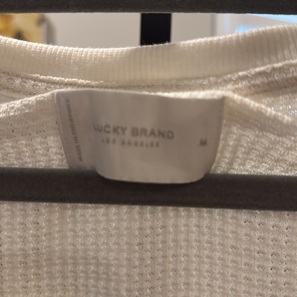 #327 LUCKY BRAND Cream Long Sleeve Tee - Picture 3 of 4